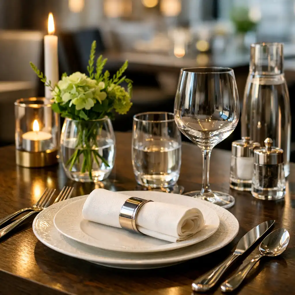 Elegantní stolování v Bohemia Events s jemnými zelenými akcenty a skleněnými prvky