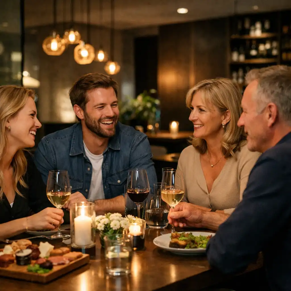 Soukromý večer v intimním zákoutí restaurace Bohemia Events se svíčkami a decentním osvětlením.